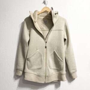 Burton Jacket Womens Small Minxy Fully Zip Hoodie Lined Fur Ivory Cream Fleece